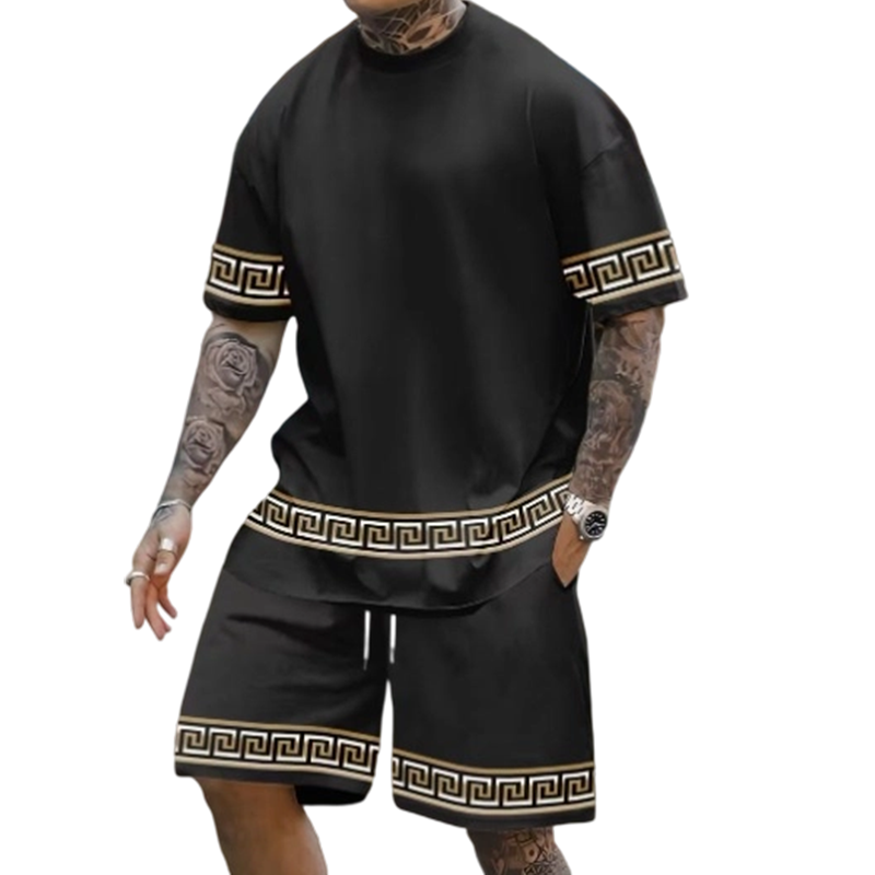 breathable crew neck short sleeve shorts set