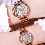 Gedi Diamond Dial Steel Band Couple Watches