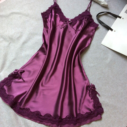 Women's slip dress silk satin pajamas