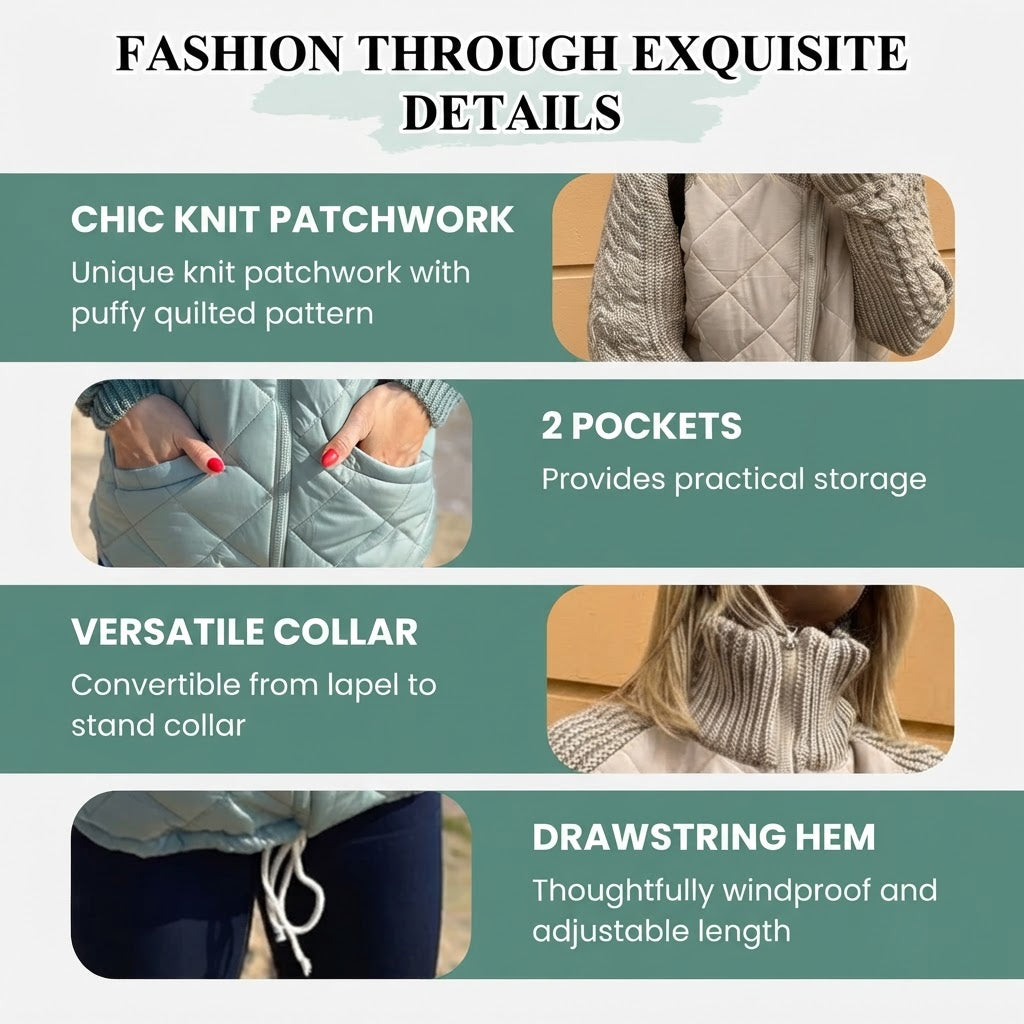 Women’s Knitted Patchwork Puffer Jacket