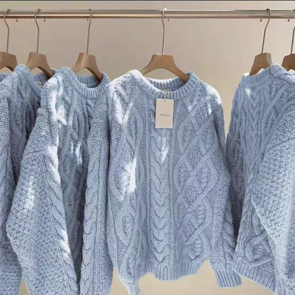Vintage Wool Pullover Sweater Women Loose Fit