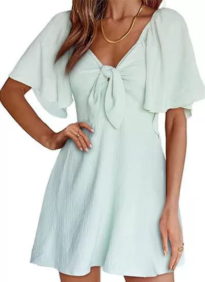 Bow Tie Short Sleeve Dress