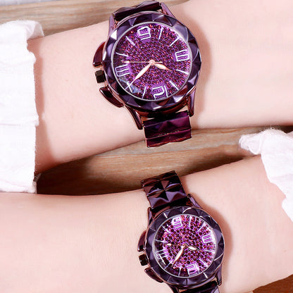 Gedi Diamond Dial Steel Band Couple Watches