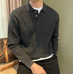 Mens Casual Lapel Knit Sweater