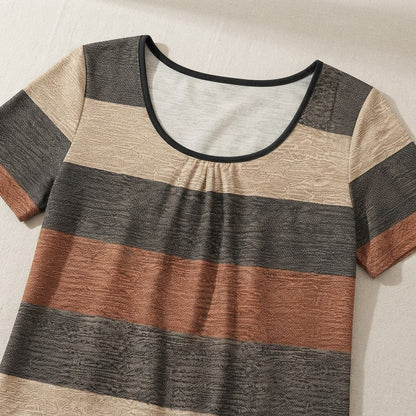 womens plus size pleated color block t shirt