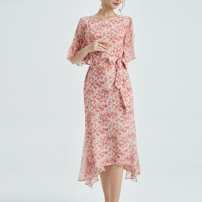 Living Life Floral Silk Slit Dress