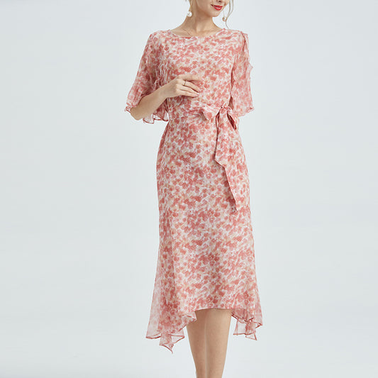 Living Life Floral Silk Slit Dress