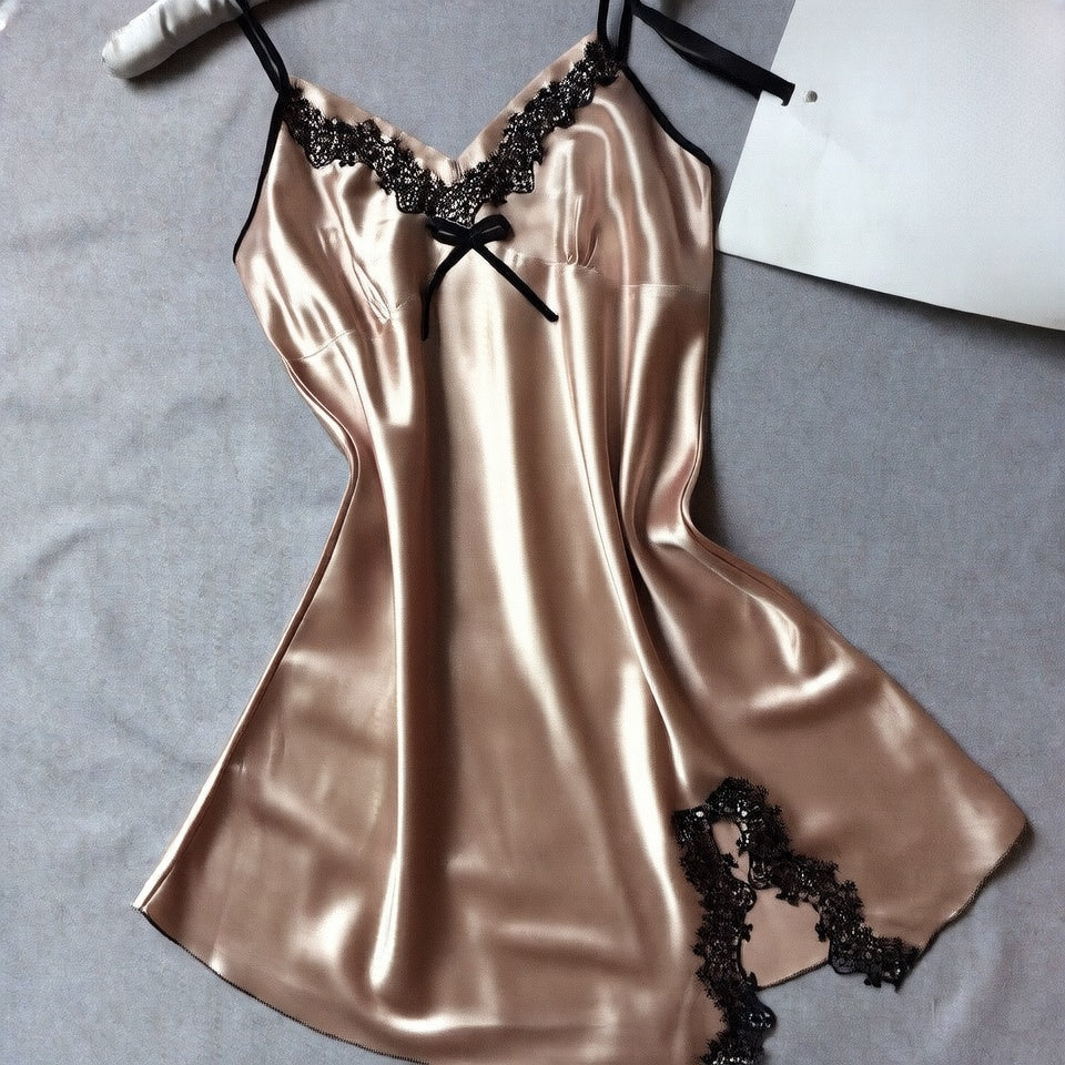 Women's slip dress silk satin pajamas