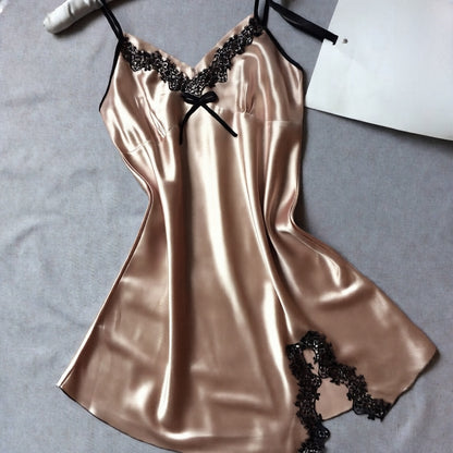 Women's slip dress silk satin pajamas