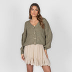 CozyGlam Oversize V-Cardigan Short