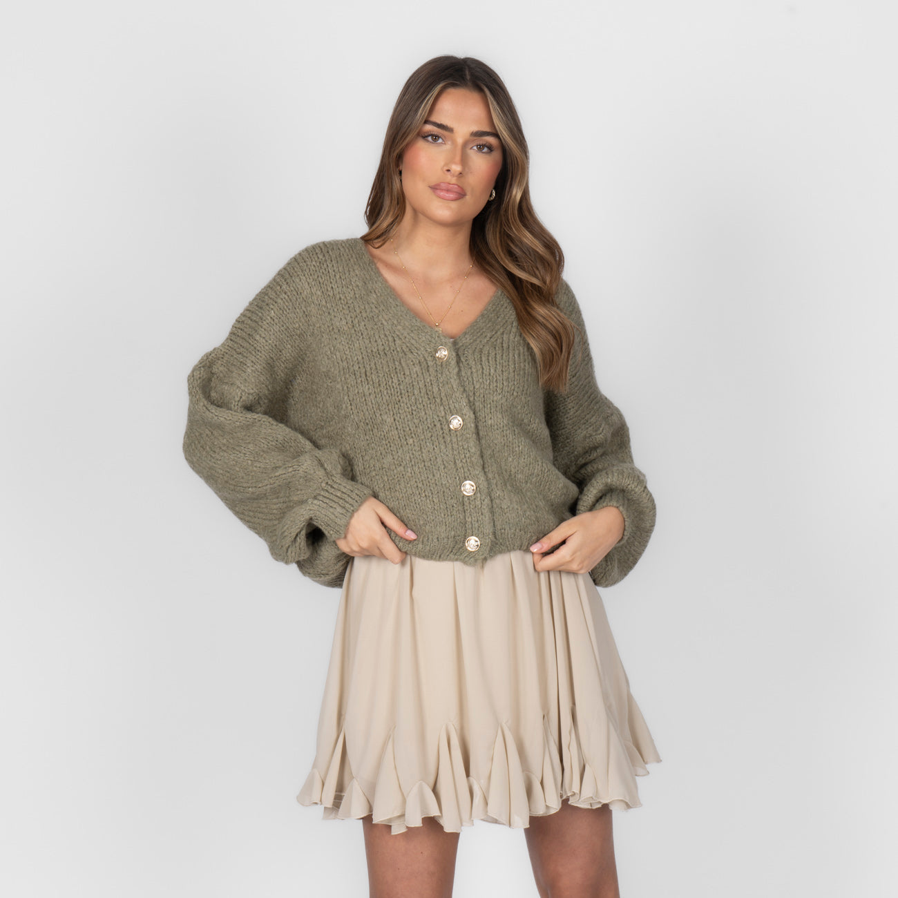 CozyGlam Oversize V-Cardigan Short