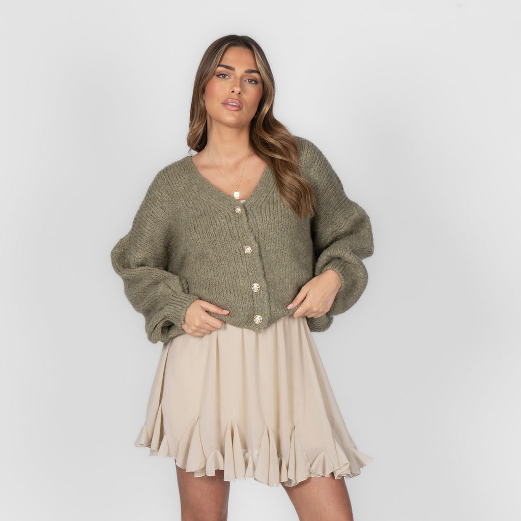 CozyGlam Oversize V-Cardigan Short
