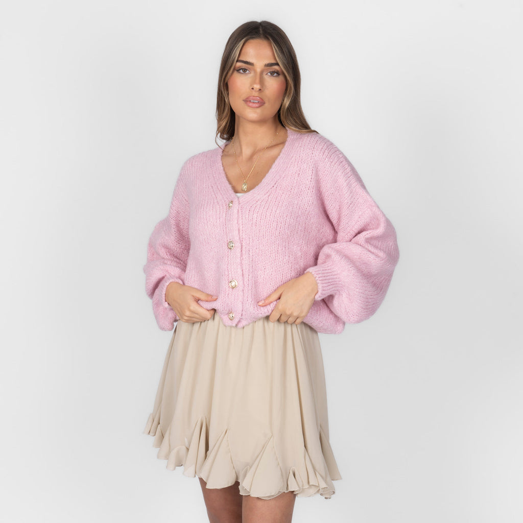 CozyGlam Oversize V-Cardigan Short