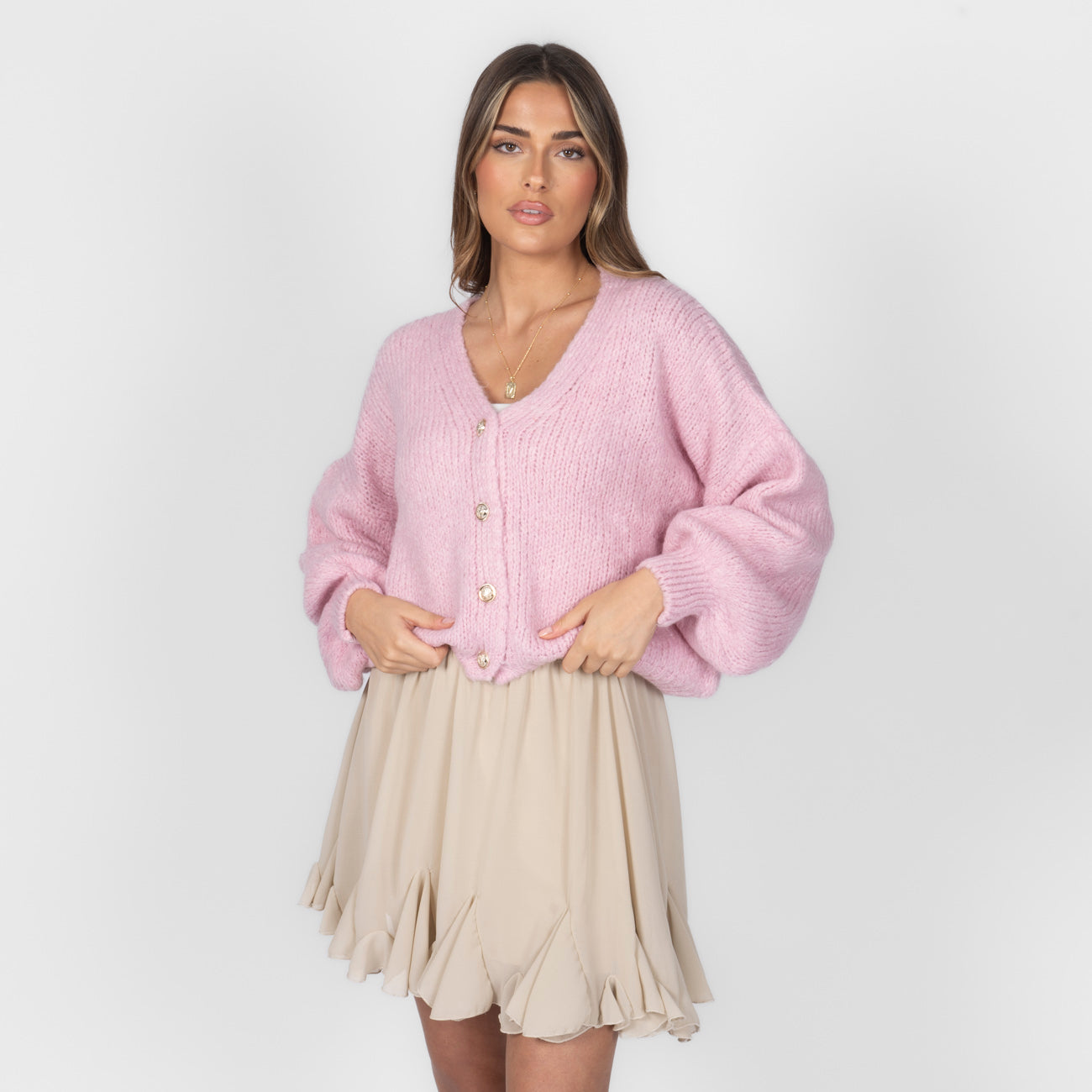 CozyGlam Oversize V-Cardigan Short