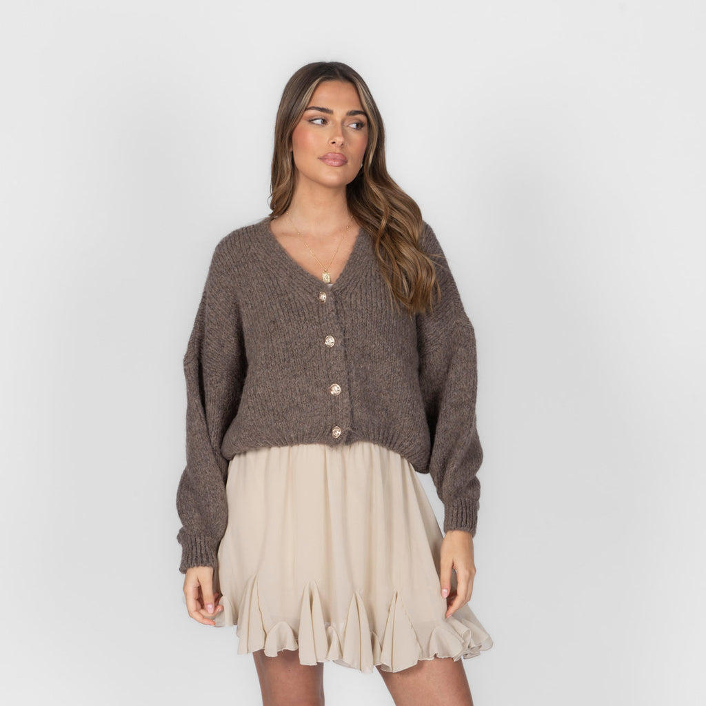 CozyGlam Oversize V-Cardigan Short