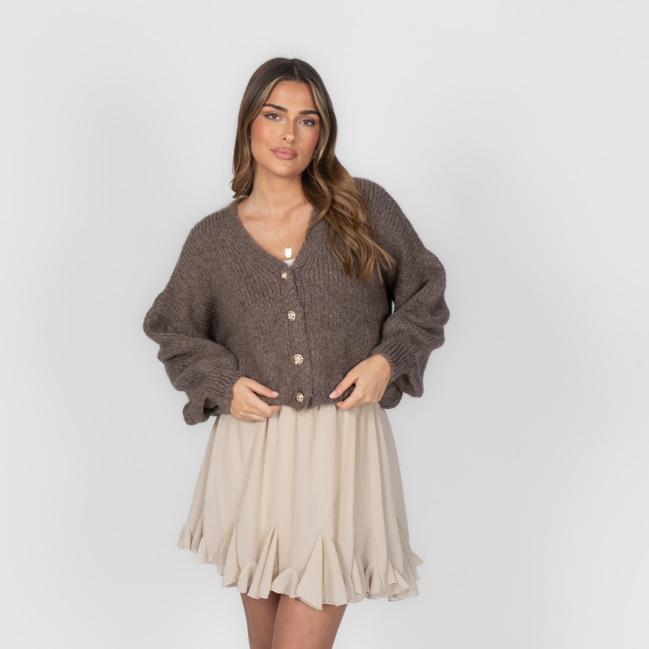 CozyGlam Oversize V-Cardigan Short