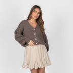 CozyGlam Oversize V-Cardigan Short