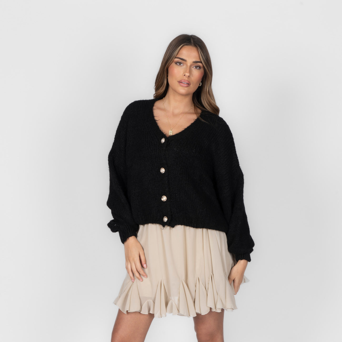 CozyGlam Oversize V-Cardigan Short