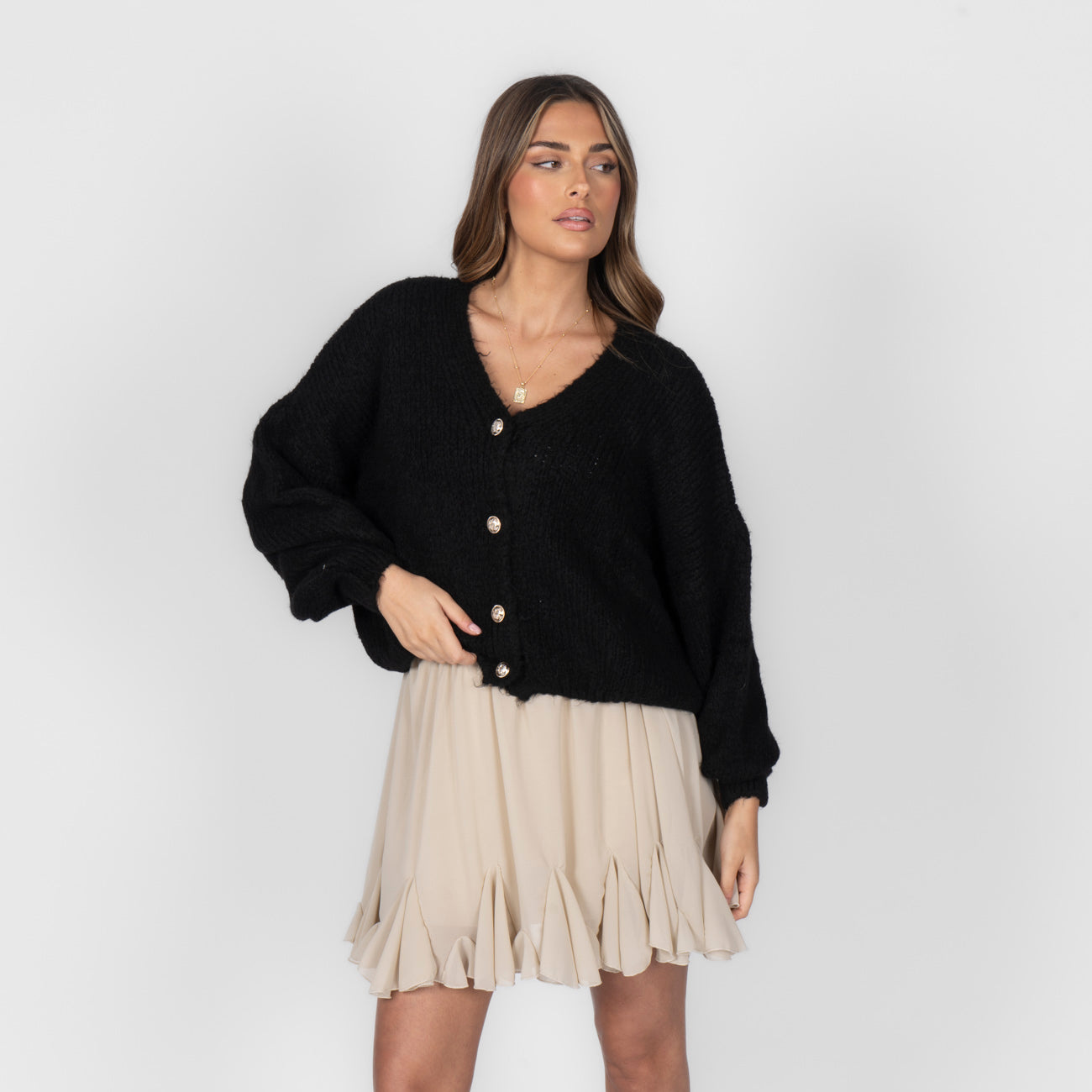 CozyGlam Oversize V-Cardigan Short