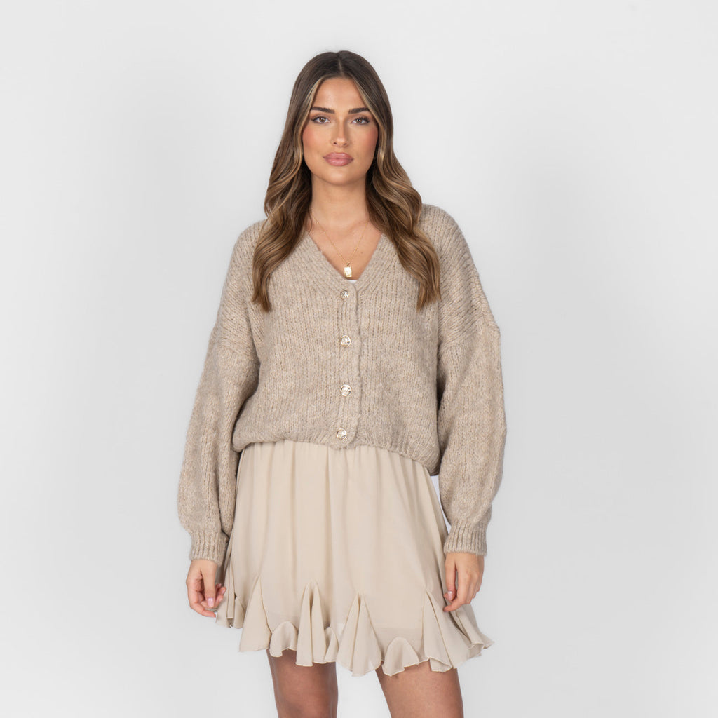 CozyGlam Oversize V-Cardigan Short