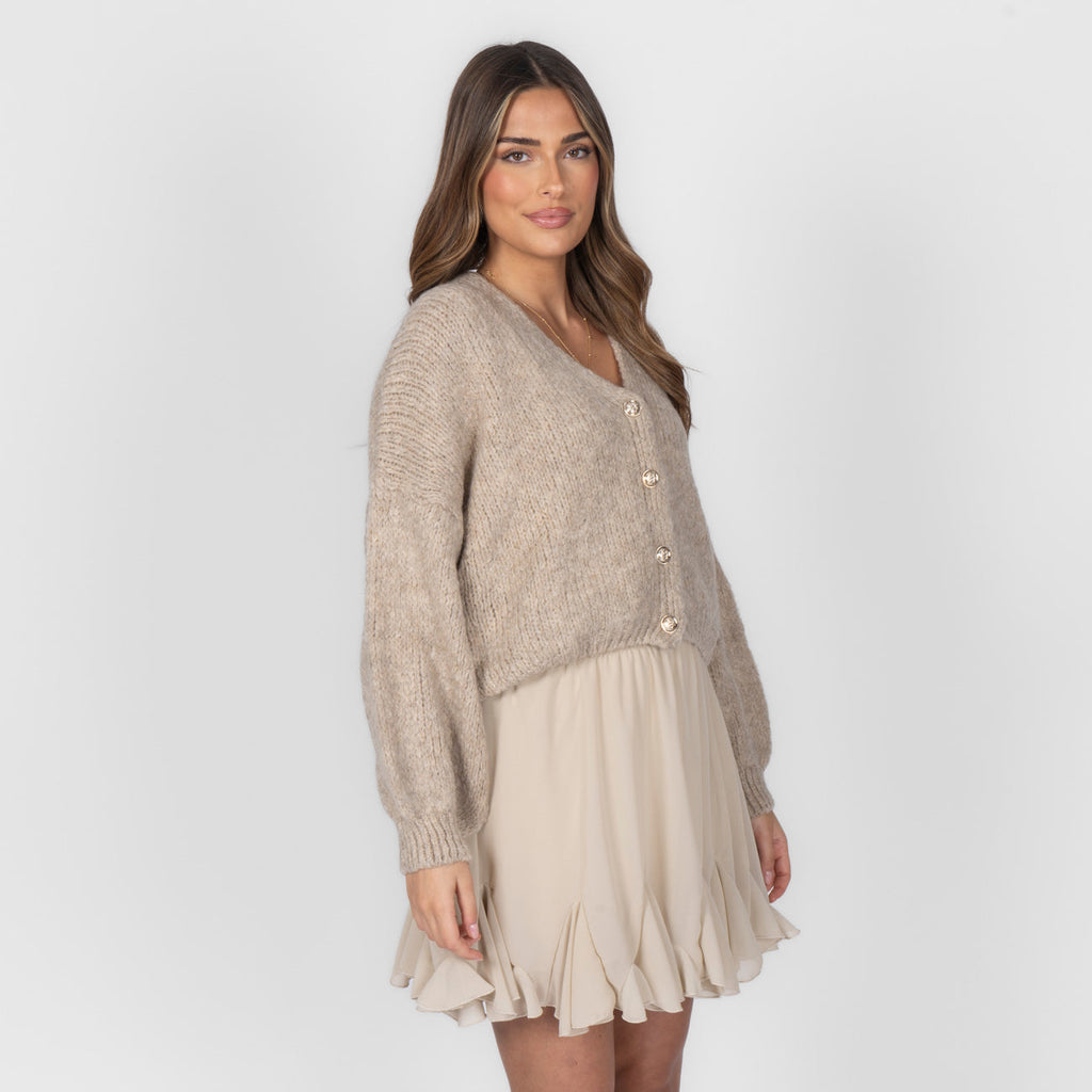 CozyGlam Oversize V-Cardigan Short