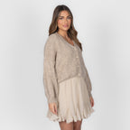 CozyGlam Oversize V-Cardigan Short