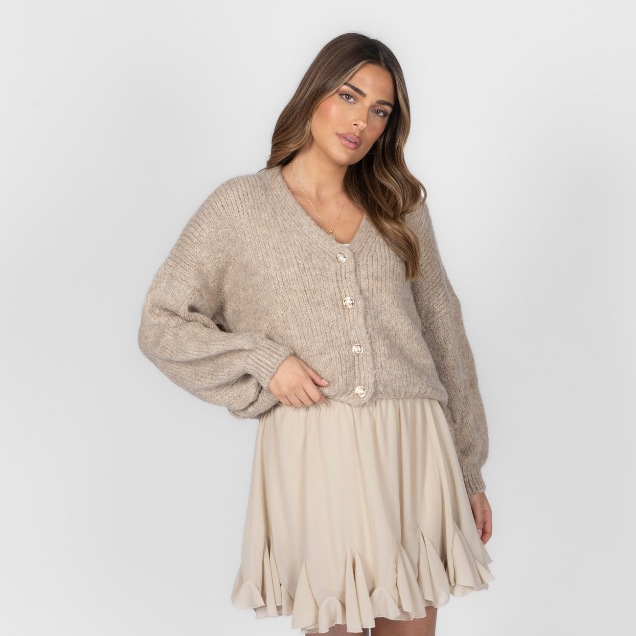 CozyGlam Oversize V-Cardigan Short