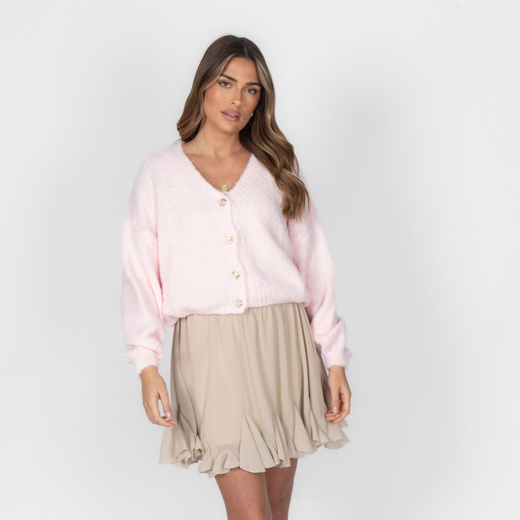 CozyGlam Oversize V-Cardigan Short