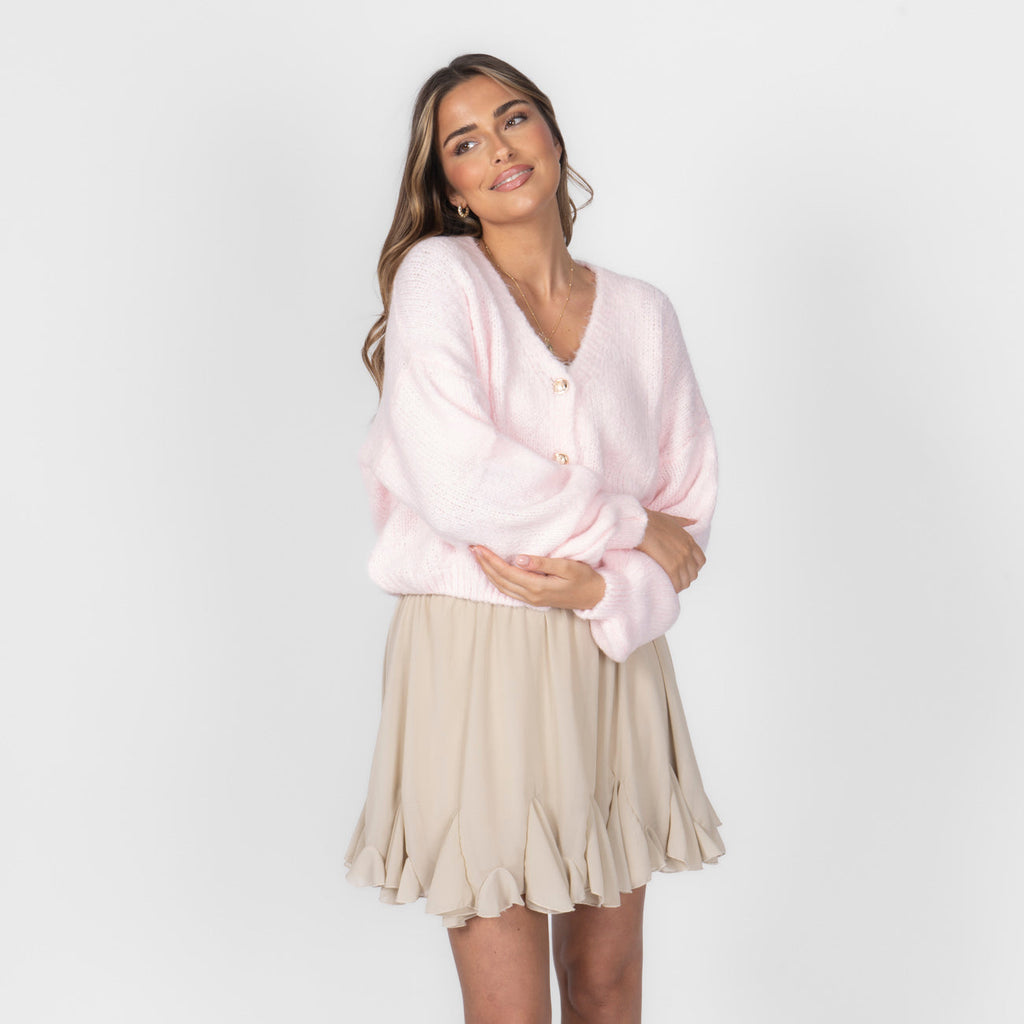 CozyGlam Oversize V-Cardigan Short