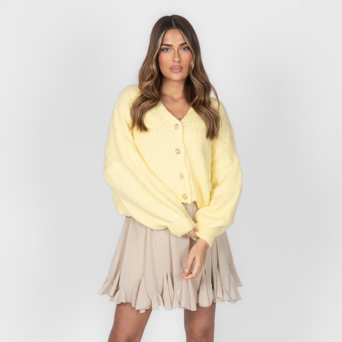 CozyGlam Oversize V-Cardigan Short
