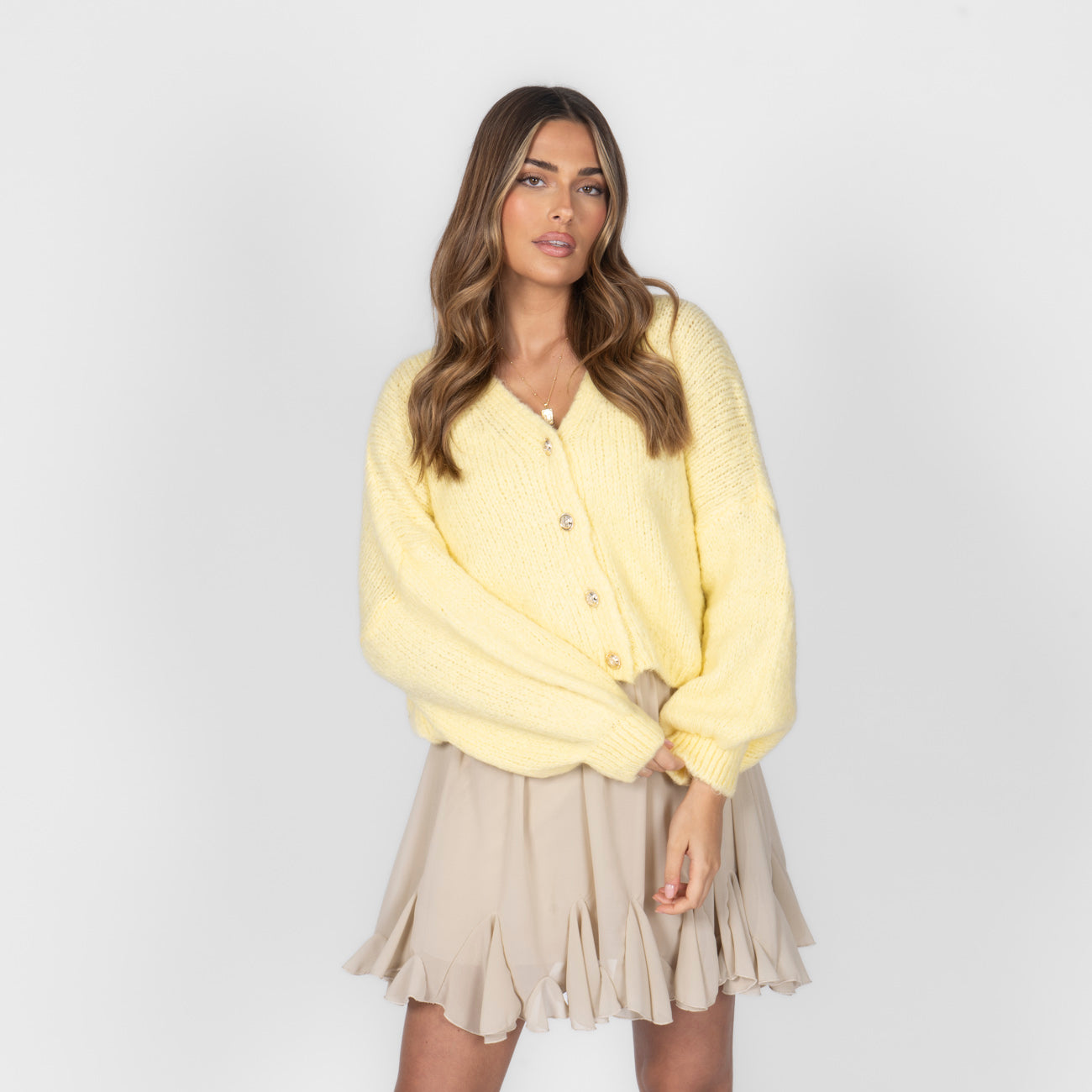 CozyGlam Oversize V-Cardigan Short
