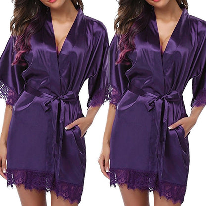Elegant Plus-Size Ice Silk Bathrobe