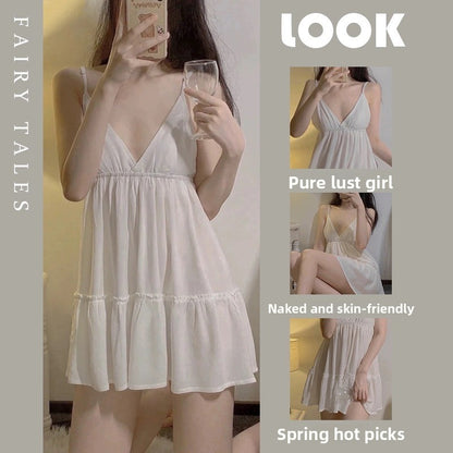 Womens Sling Nightdress Ice Silk Pajamas