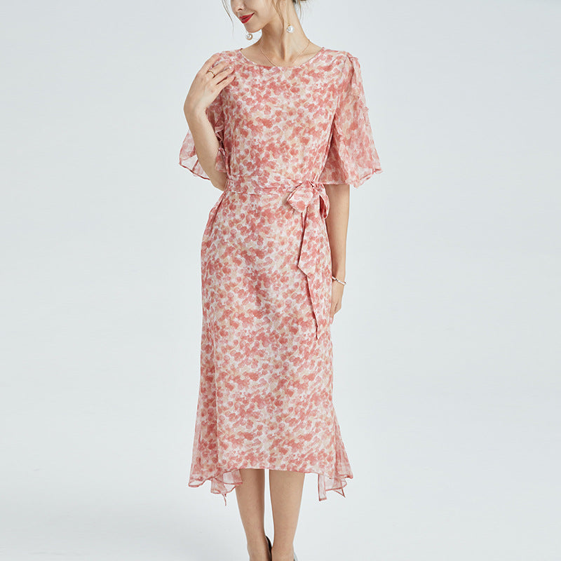 Living Life Floral Silk Slit Dress