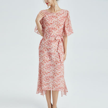 Living Life Floral Silk Slit Dress
