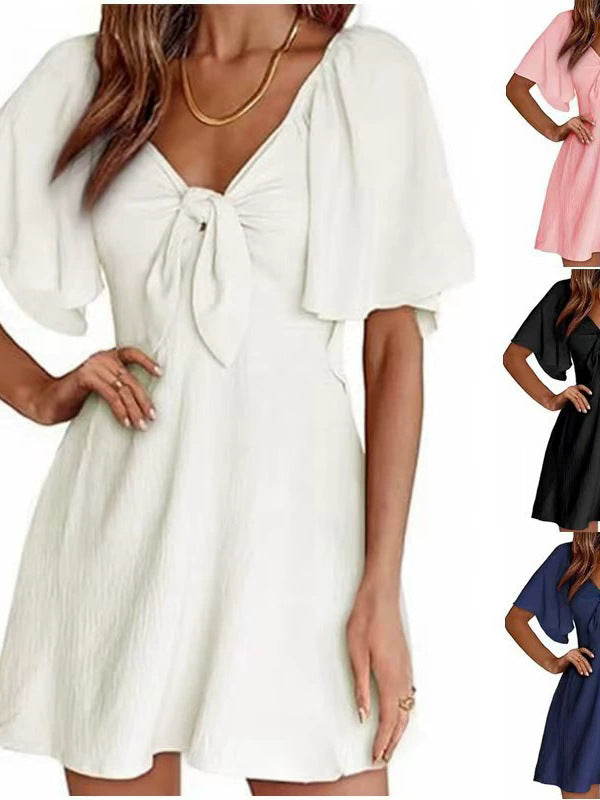 Bow Tie Short Sleeve Dress