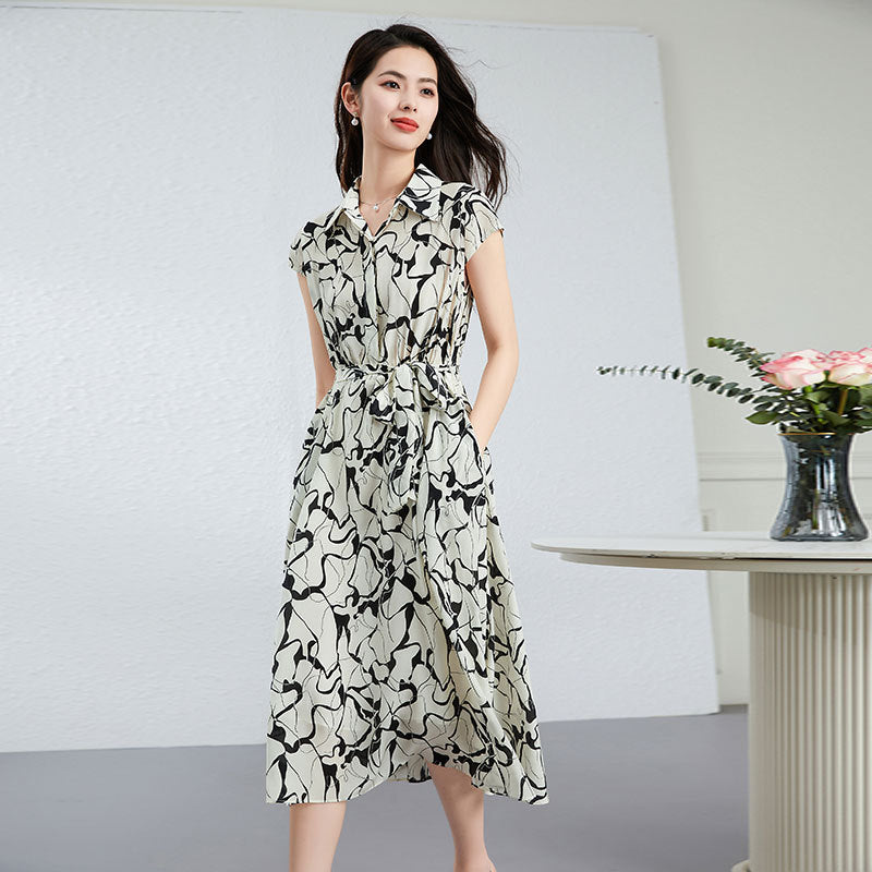 Womens Silk Floral Shirt Dress