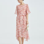 Living Life Floral Silk Slit Dress
