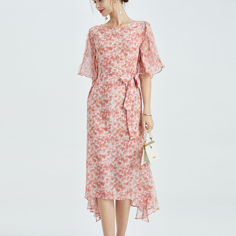Living Life Floral Silk Slit Dress