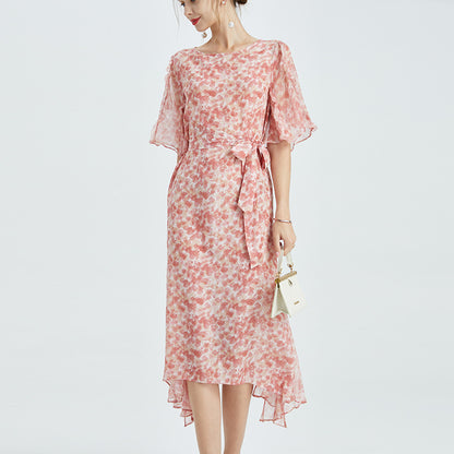 Living Life Floral Silk Slit Dress