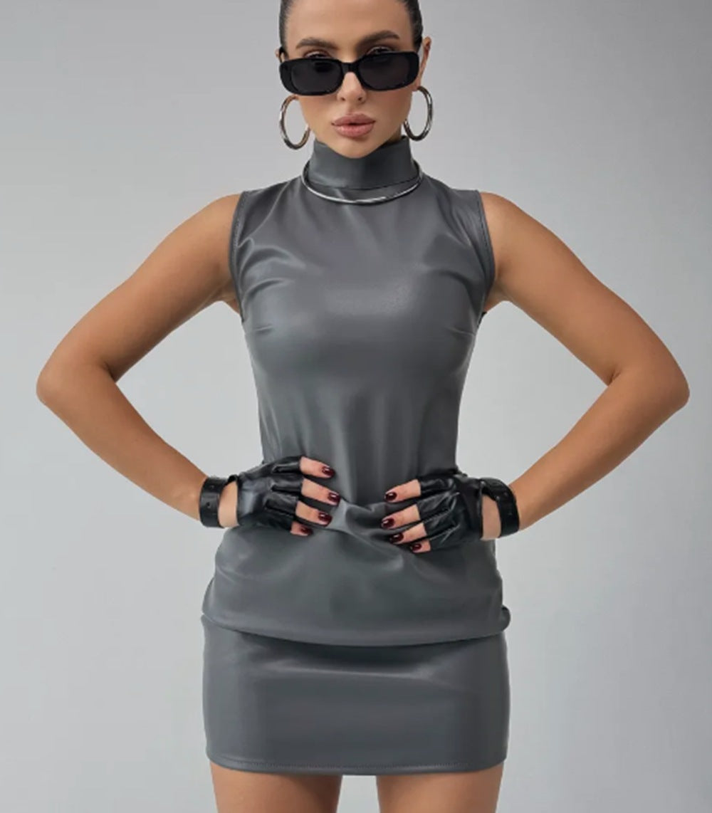 Marissa Leather Slim Fit Dress