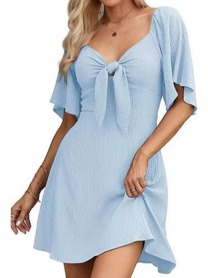 Bow Tie Short Sleeve Dress