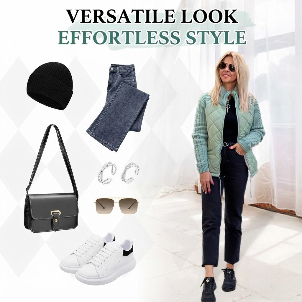 Women’s Knitted Patchwork Puffer Jacket