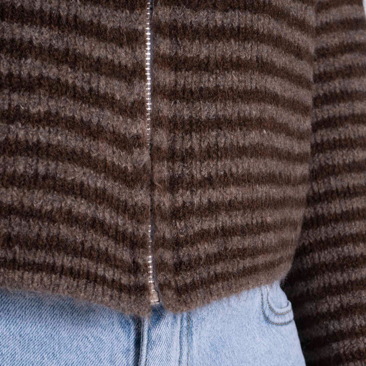 Striped Zip Cardigan