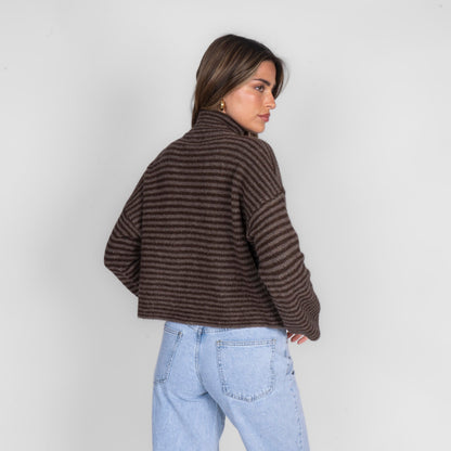 Striped Zip Cardigan