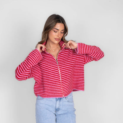 Striped Zip Cardigan