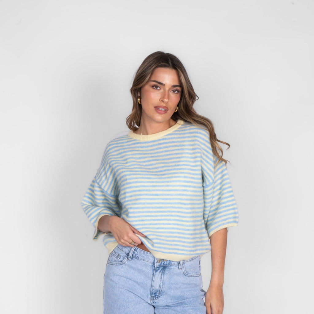 Soft Stripe Knit T-Shirt