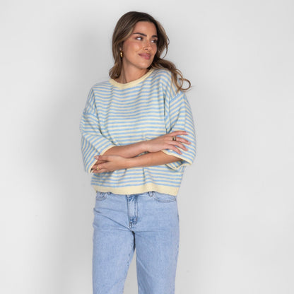 Soft Stripe Knit T-Shirt