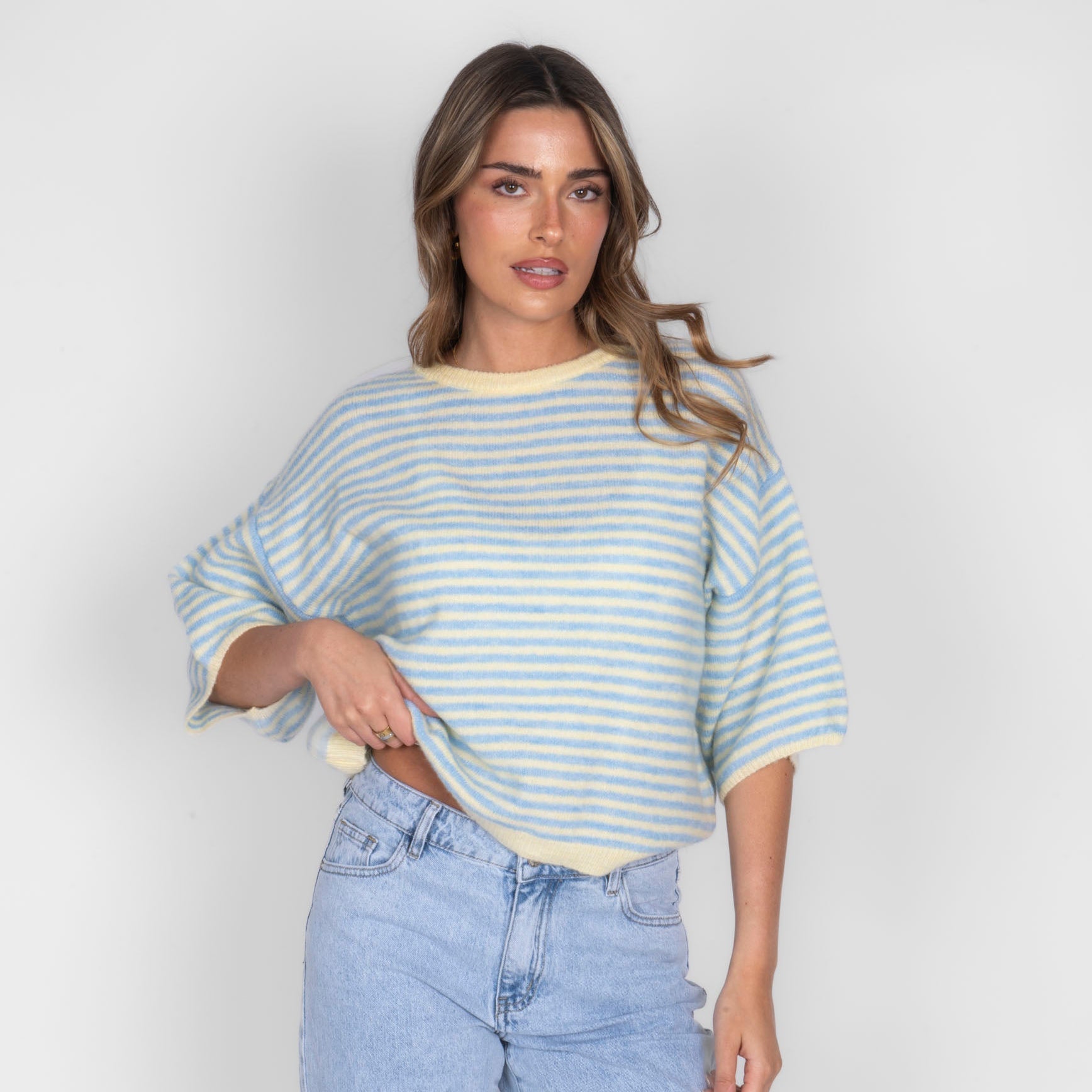 Soft Stripe Knit T-Shirt