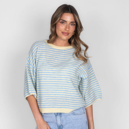 Soft Stripe Knit T-Shirt